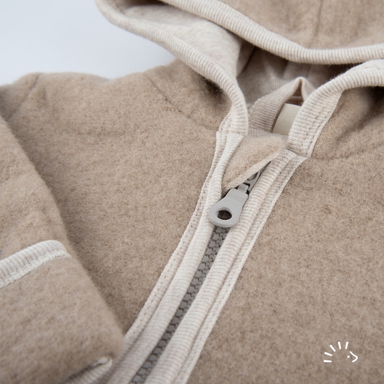 Kapuzenjacke Wollfleece beige mel. Gr. 62-68