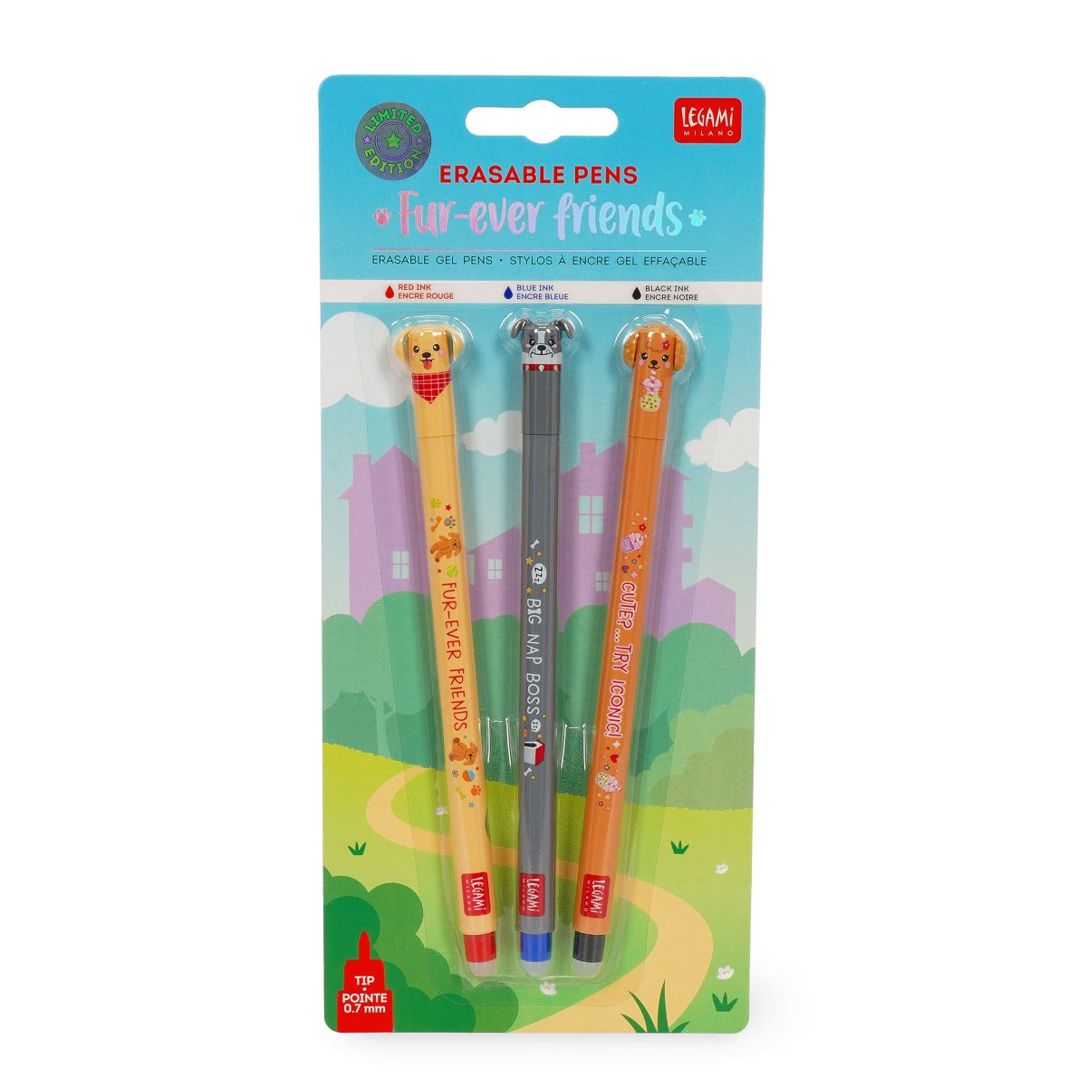 Löschbare Gelstifte "Fur-ever friends" 3er Set - Legami