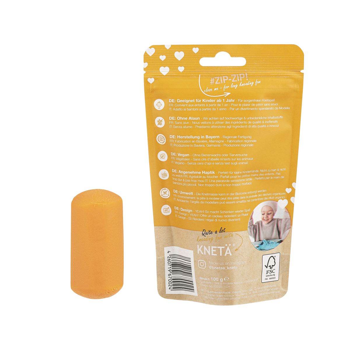 Knetä Vegane Spielknete Orange 100g Beutel