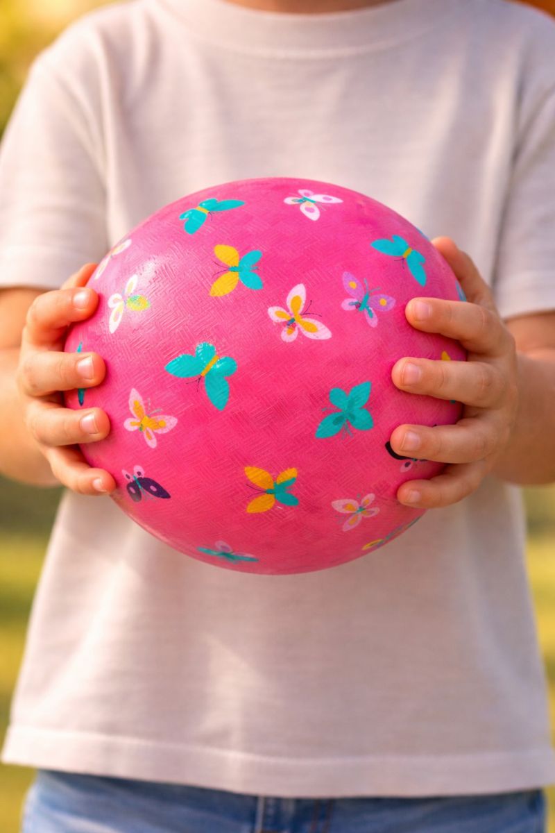 Kinder Spielball Naturkautschuk 18cm Schmetterlinge pink -Little L