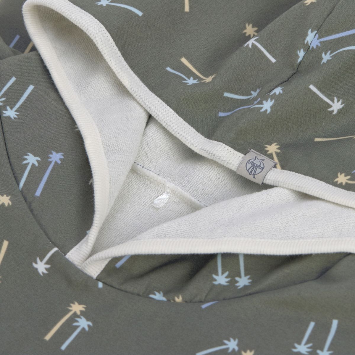 UV Badeponcho Kinder mit Palmen, olivegrün - Lässig