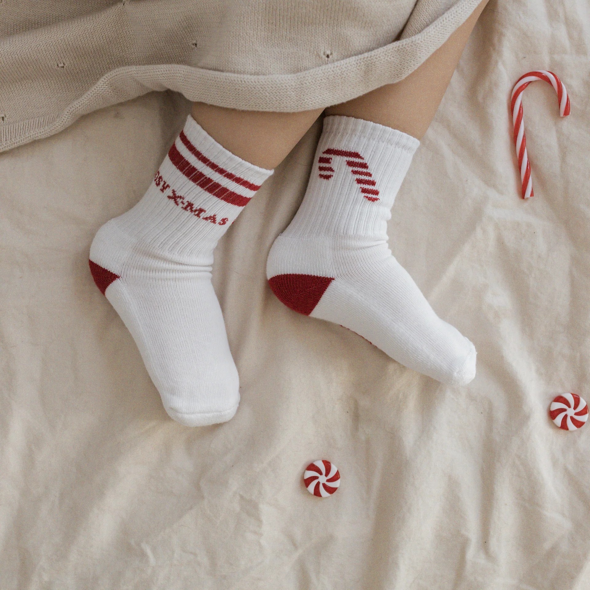 Socken Christmas weiß/rot GOTS - 1-2 J.