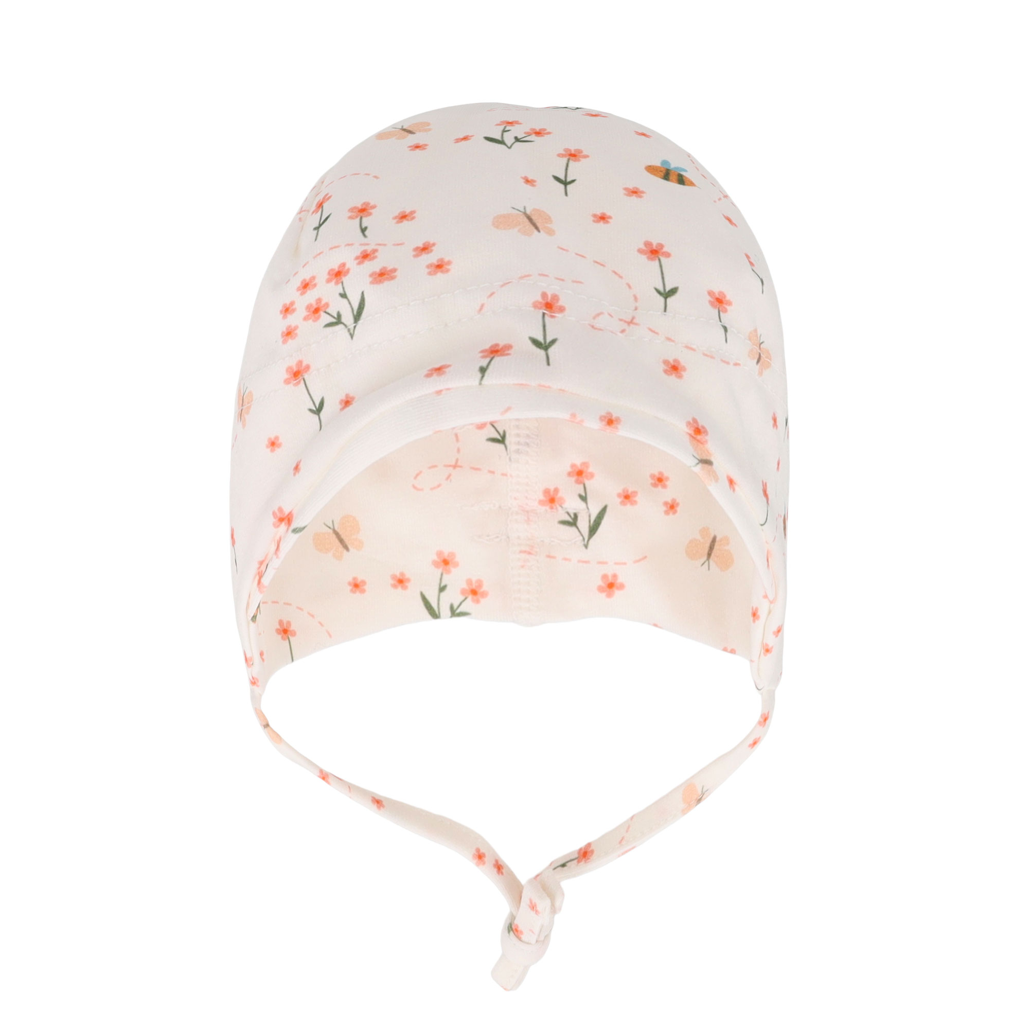 Newborn Mütze weiß Blumen Gr. 35