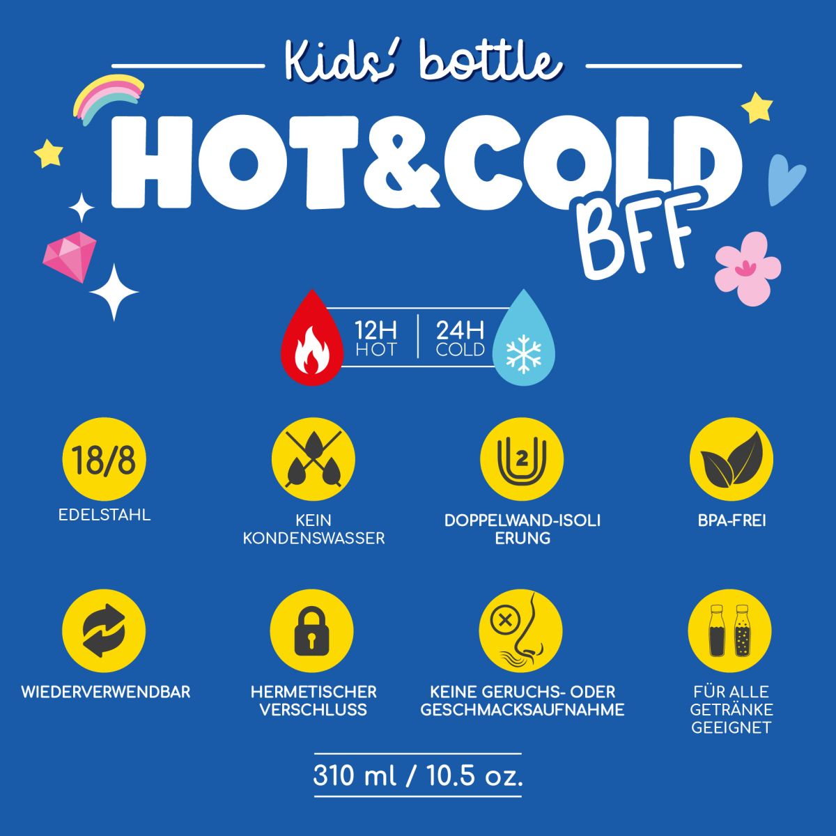Hot&Cold BFF Thermosflasche für Kinder 310ml Unicorn - Legami