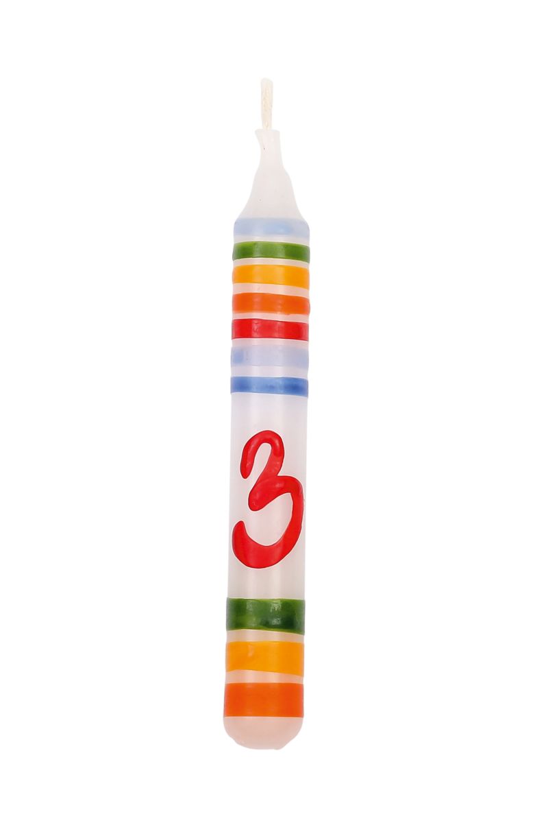 Geburtstagskerze Zahl 3 Ringelbunt (1 Stück) - ahrens