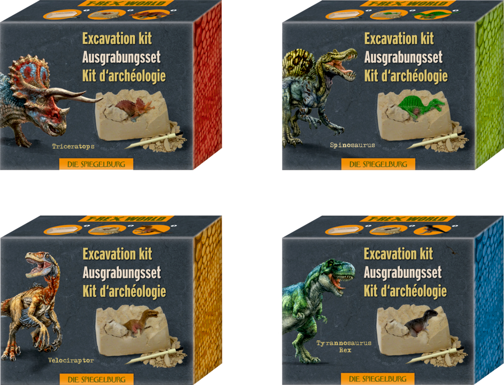 Mini-Ausgrabungsset Dino-Figur T-Rex World (1 Stück, verschiedene Designs)