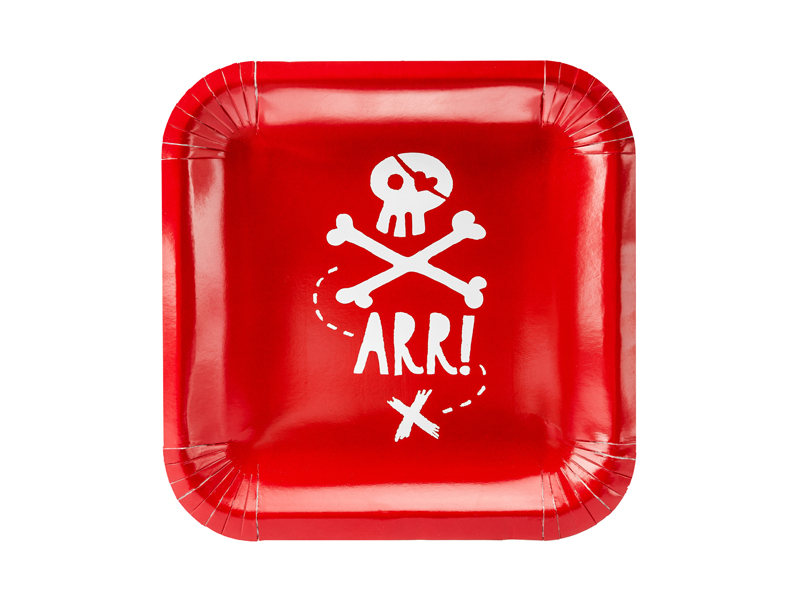 Pappteller Piraten rot (6 Stk.) - Party Deco