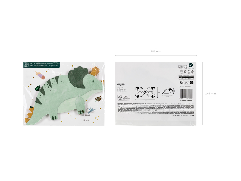 Servietten Triceratops Dinosaurier (12 Stk.) - Party Deco