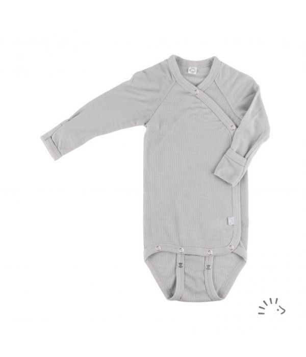 Wickelbody langarm WS grau - 74-80