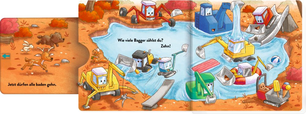 Wer will fleißige Bagger sehn? Schiebt und zählt von 1 bis 10! 18M+