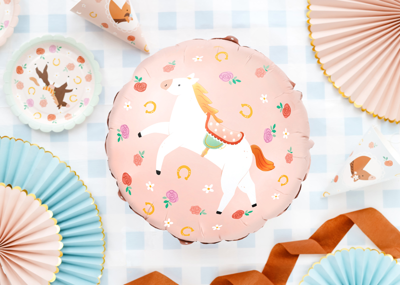 Folienballon Pferd, rund 45cm - Party Deco