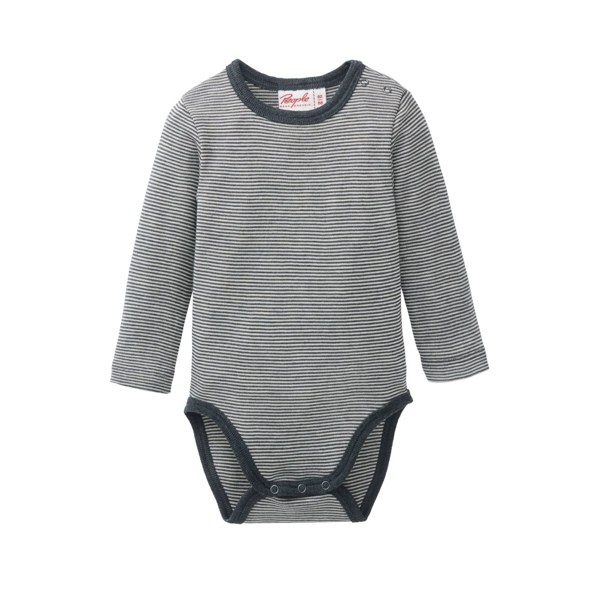 Body WS anthrazit geringelt GOTS - 74-80