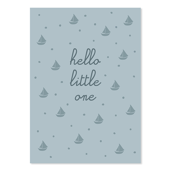 Postkarte puderblau "hello little one" - Ava & Yves