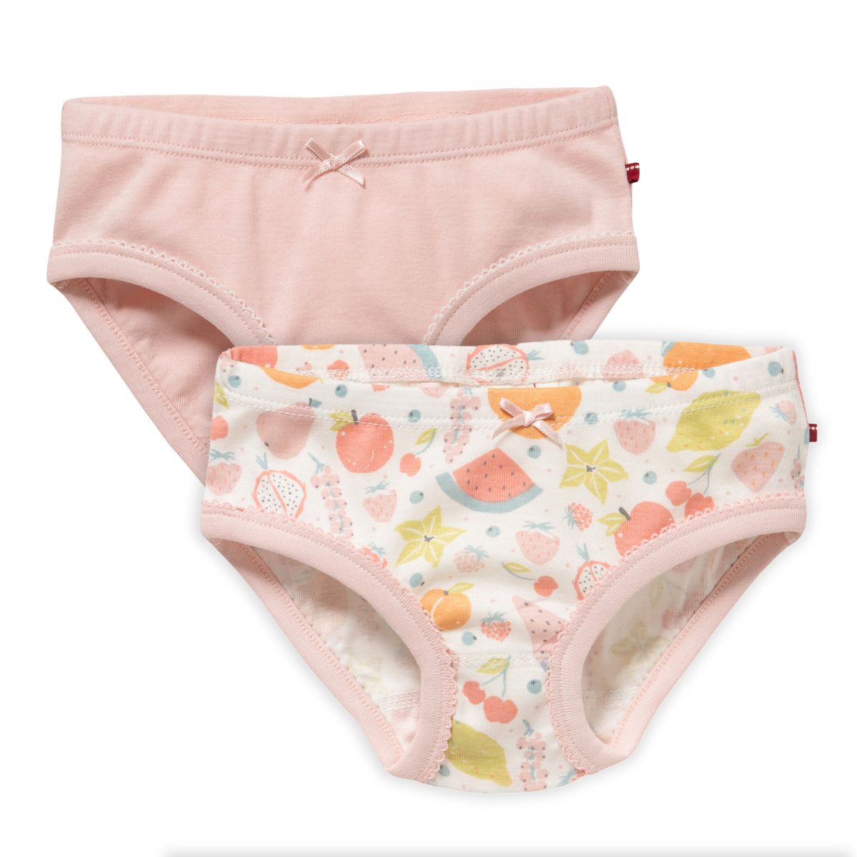 2-er Pack Slips rosa-weiß Obst GOTS - 98