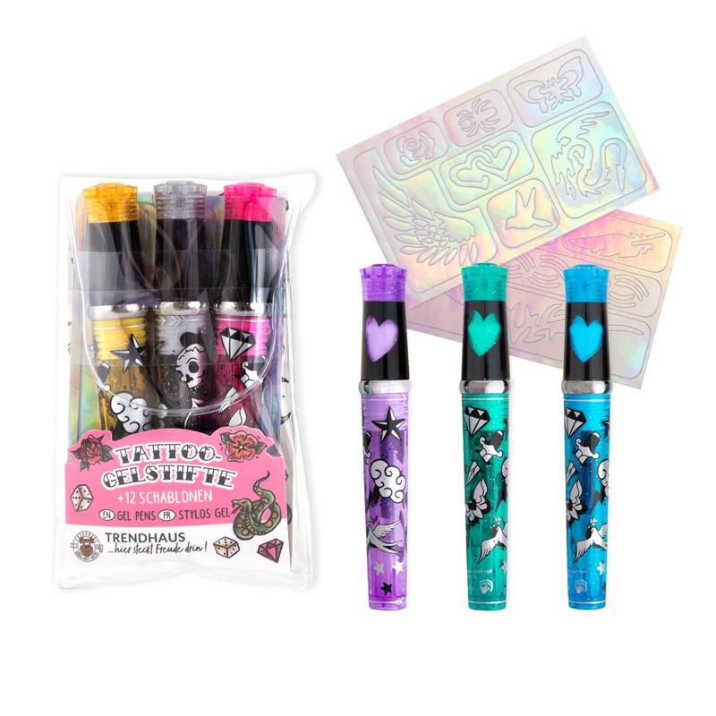 Tattoo Studio Gelstifte Glitzer 3er-Set (unterschiedliche Designs, 1 Stück)