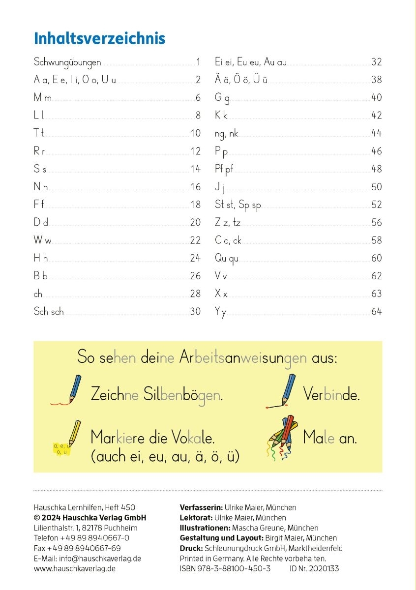 Mein Übungsheft Buchstaben schreiben – 1. Klasse: Druckbuchstaben und Wörter üben - Hauschka Verlag