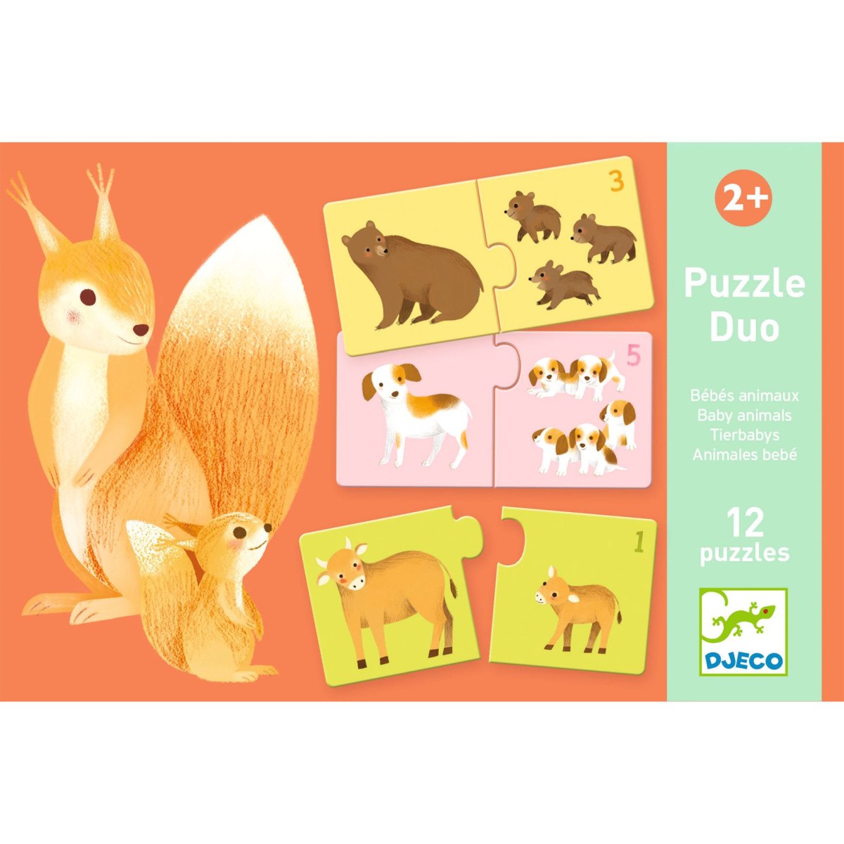 Duo Puzzle Tierbabys (6x2 Teile) - DJECO