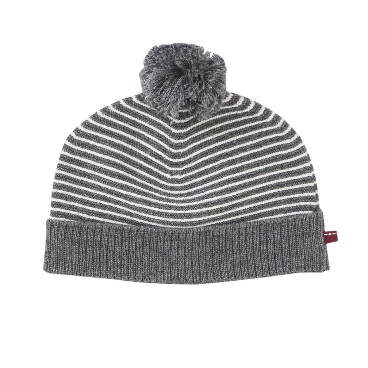 Baby-Strickmütze grau geringelt - 36-38