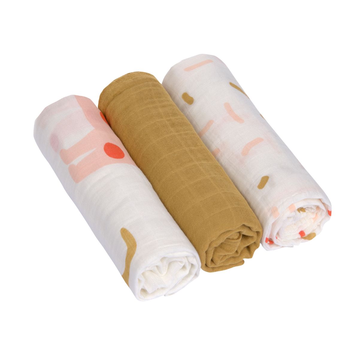 Mulltücher 80x80 cm Tiere Little Mateys, Spicy Orange (3er Pack) - Lässig