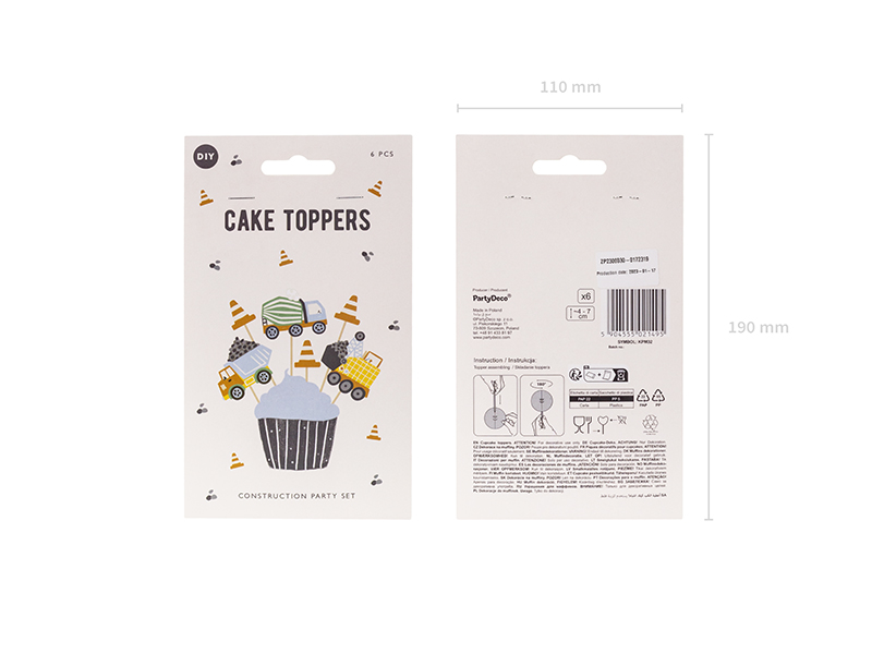 Caketopper Baustelle (6-teilig) - Party Deco