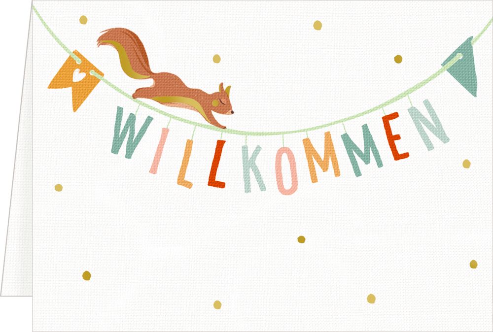 Mini-Grußkarten - Willkommen (verschiedene Designs, 1 Stück)