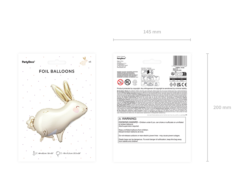 Folienballon Hase, 67x88 cm - Party Deco