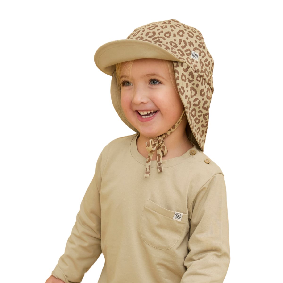 Cloby UV Sonnenhut - Gr. 0-6 Mon. - leopard brown /sandy beach