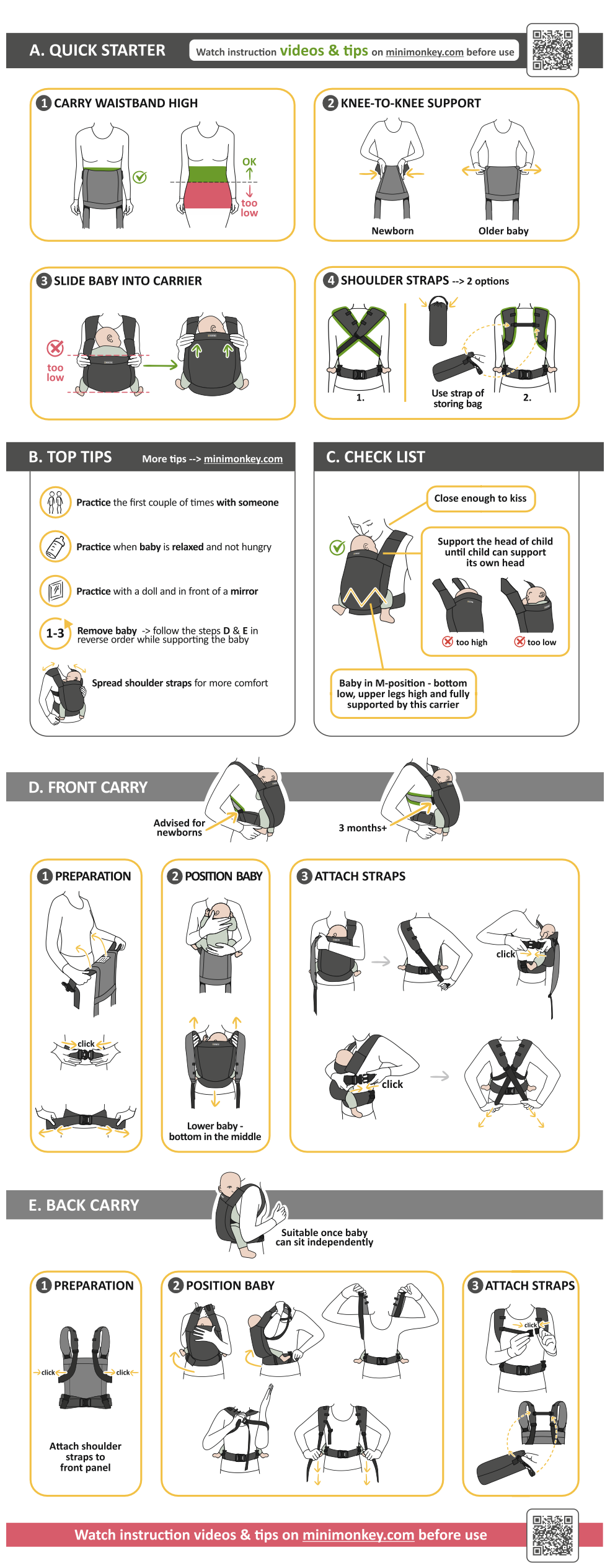 Minimonkey Baby Carrier Light Green