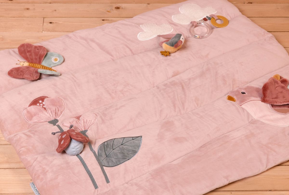 Spieldecke - Krabbeldecke rosa Flowers & Butterflies - Little Dutch