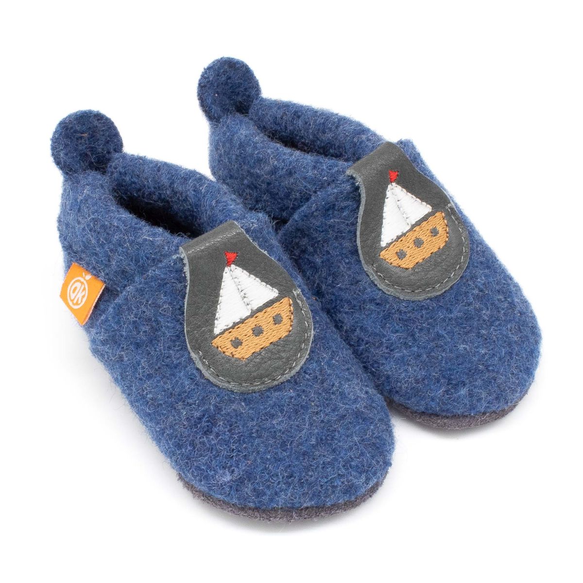 Wolli Krabbelpuschen jeansblau Schiffchen Gr. 20-21