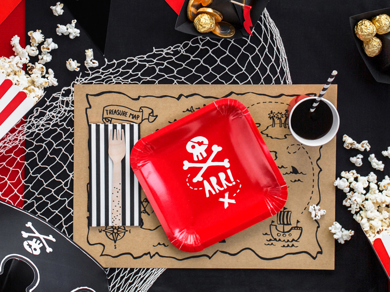 Pappteller Piraten rot (6 Stk.) - Party Deco