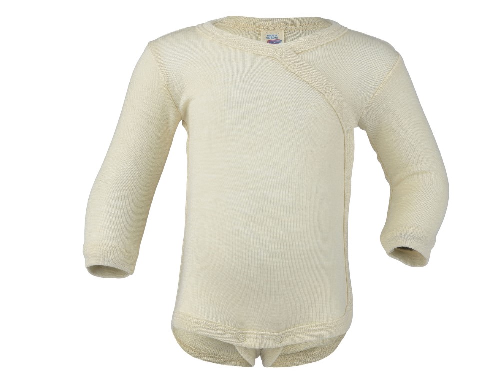 Wickelbody langarm natur Wolle-Seide -62-68