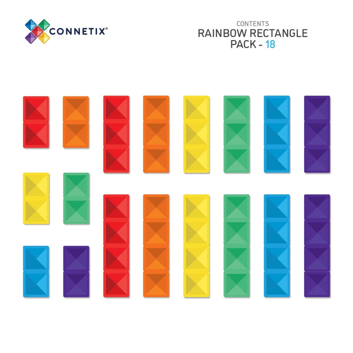 CONNETIX RAINBOW Rectangle Pack Magnetbausteine 18-teilig