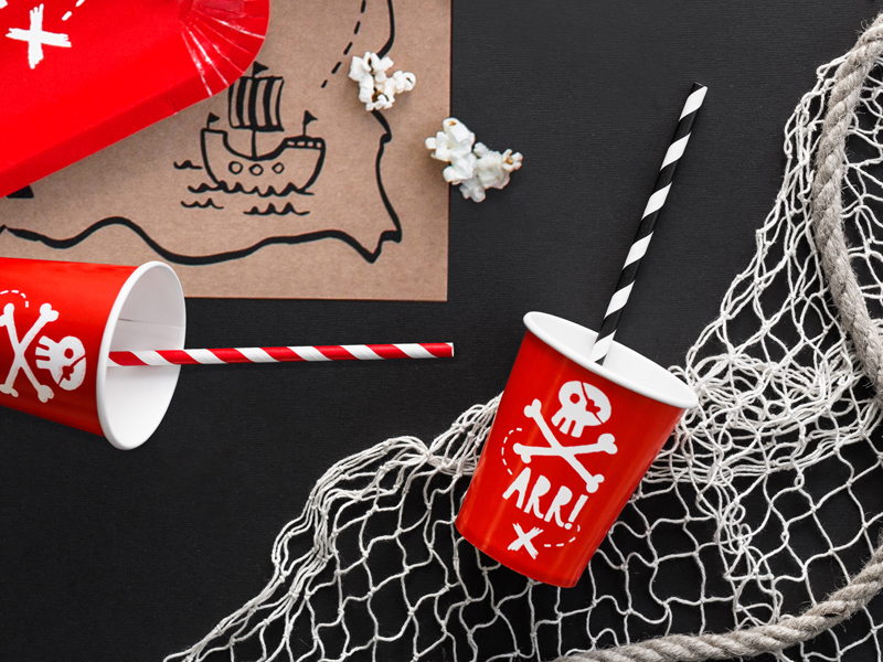 Pappbecher Piraten rot (6 Stk.) - Party Deco