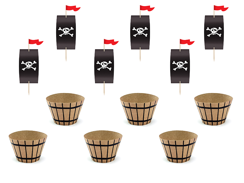 Muffin Deko-Set Piraten (für 6 Muffins) - Party Deco
