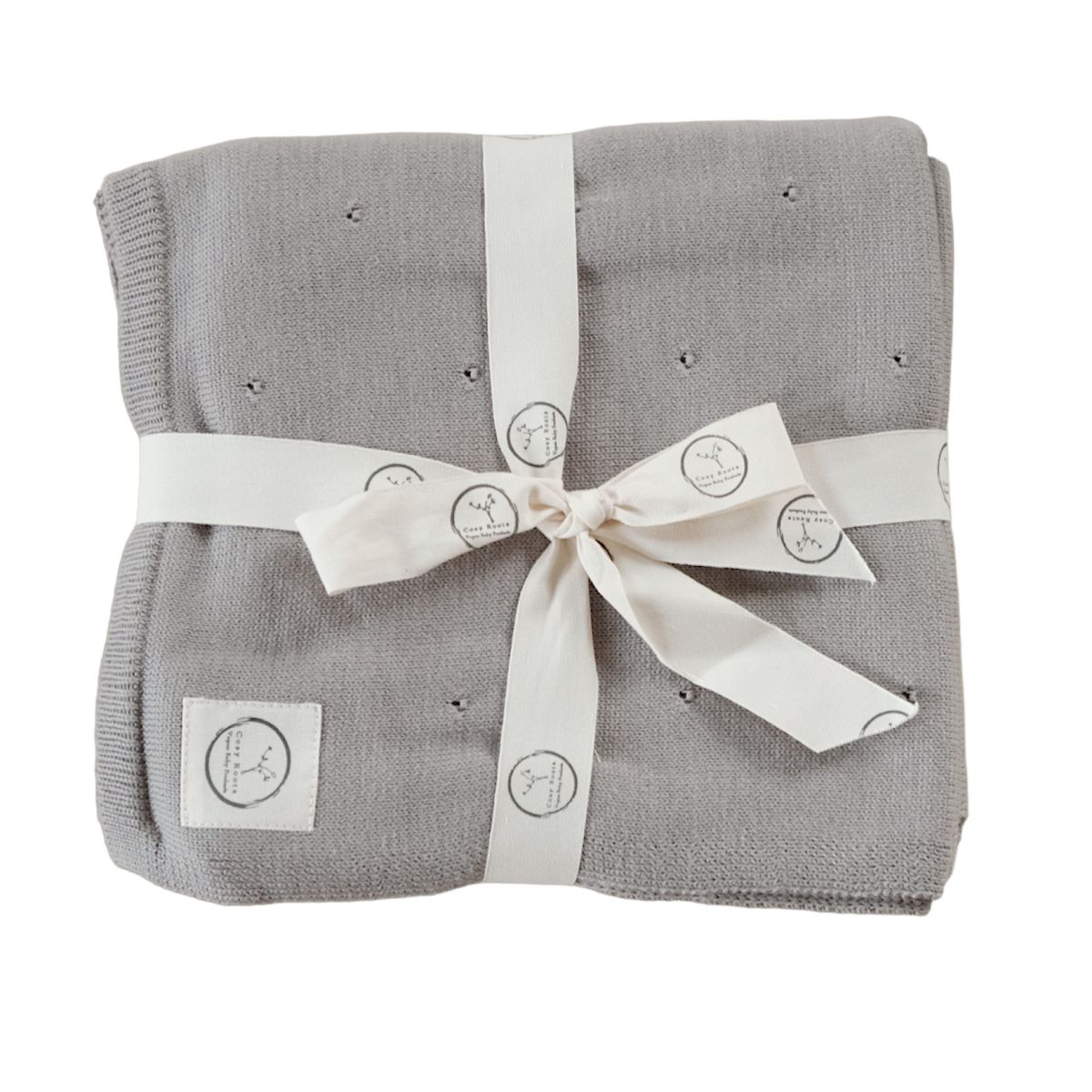 Strickdecke  85 x 85 cm grau GOTS - Cosy Roots -