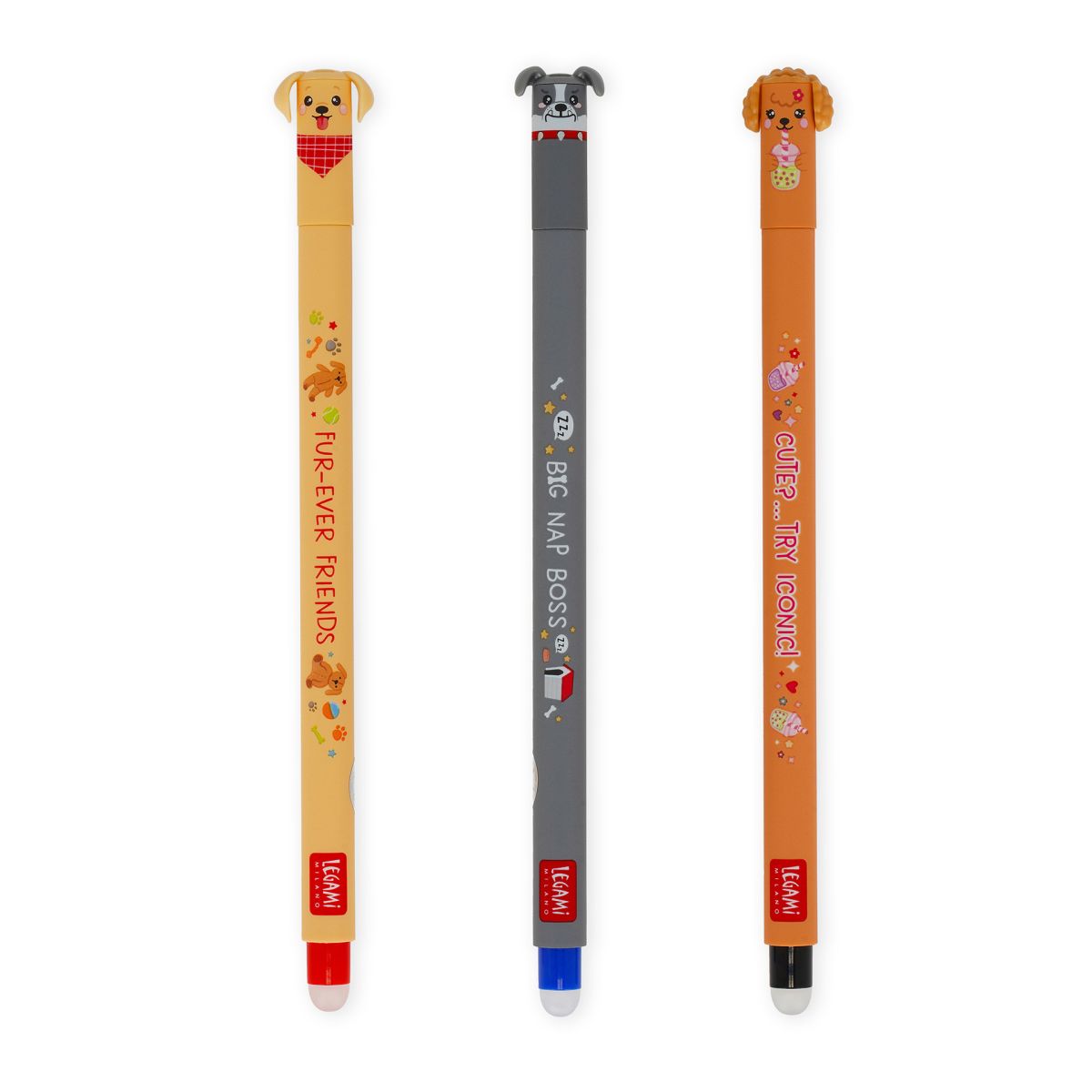 Löschbare Gelstifte "Fur-ever friends" 3er Set - Legami