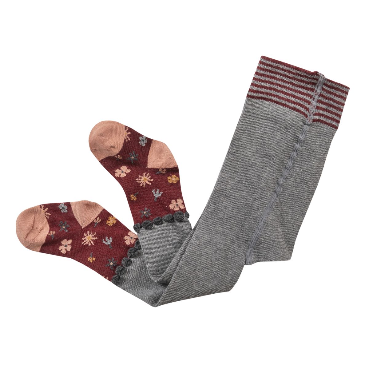 Strumpfhose rot Blumen -  68-74