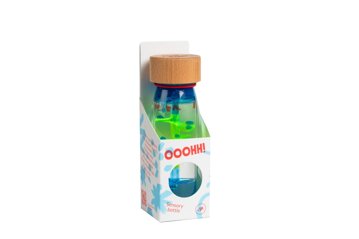 Sensorikflasche "Move" Spirale blau - Petit Boum