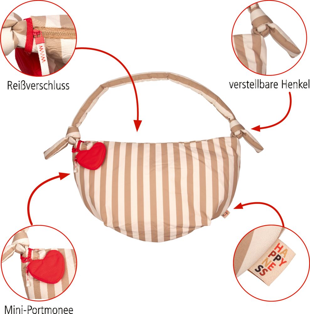 Shopper Tasche Streifen / Beige - Happy Together