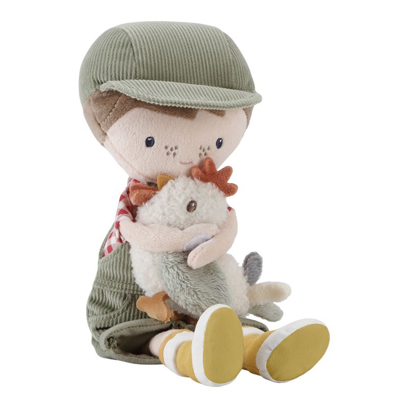 Kuschelpuppe Jim mit Huhn 35 cm Little Farm - Little Dutch