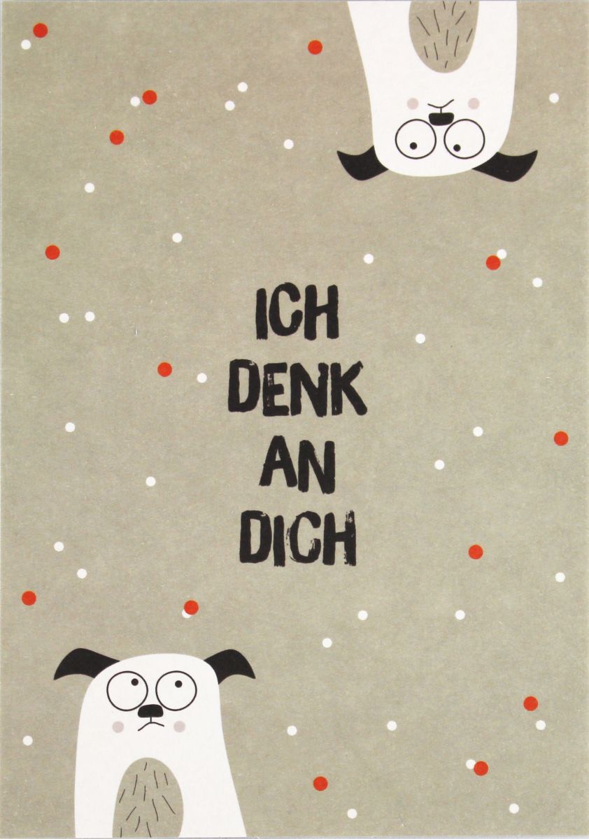 Postkarte Hunde "Ich denk an dich" - Ava & Yves