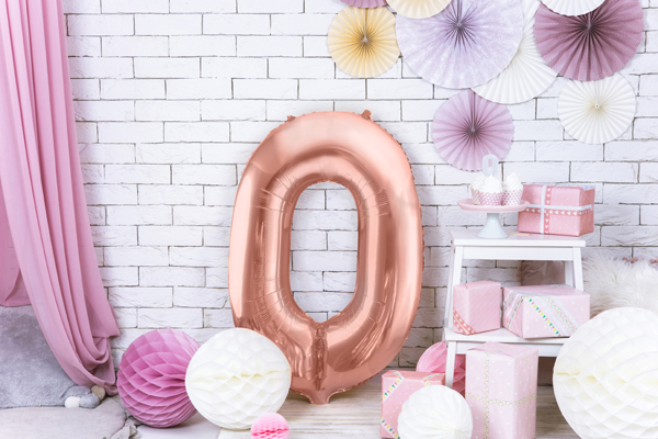 Folienballon Ziffer 0, 86cm, roségold - Party Deco