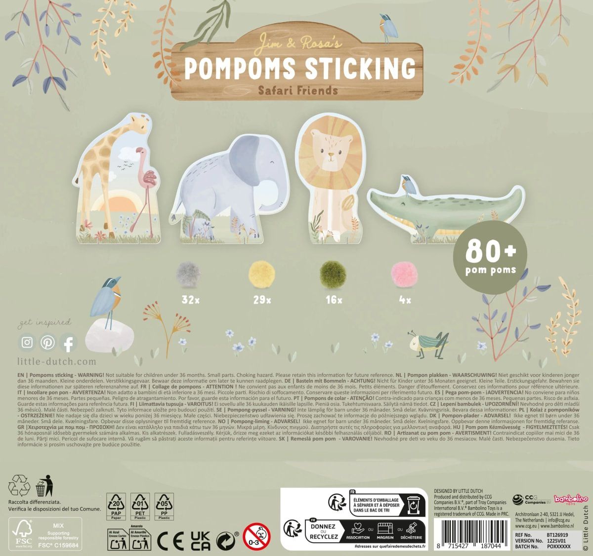 Pom Pom Cards Safari Friends - Little Dutch