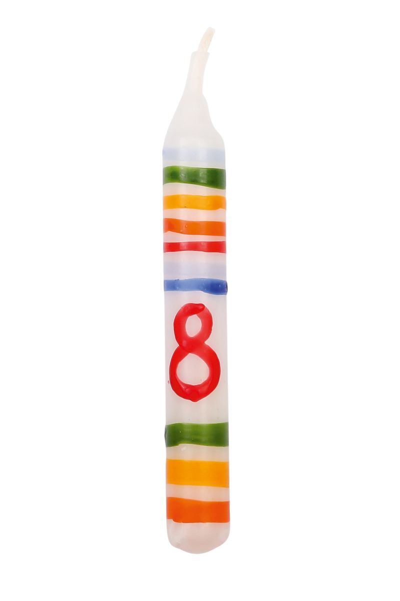 Geburtstagskerze Zahl 8 Ringelbunt (1 Stück) - ahrens