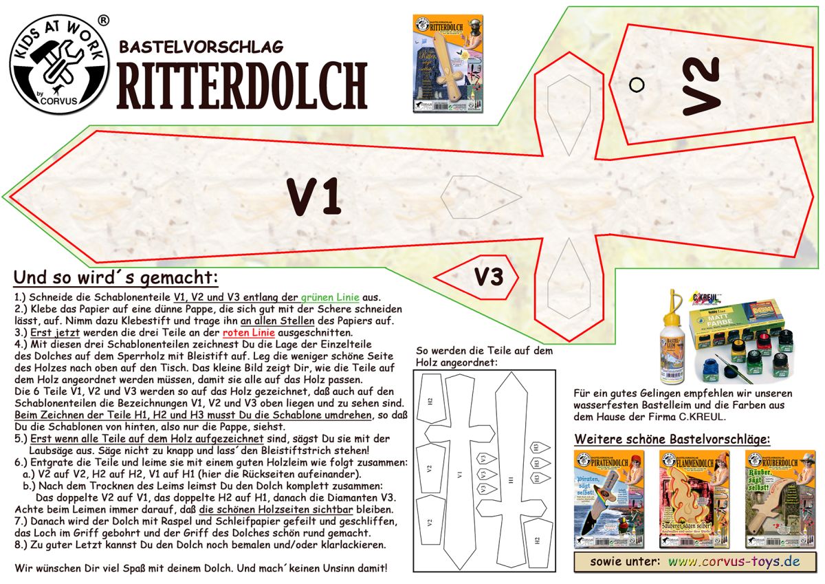 Ritter Dolch Bausatz mit Schablone