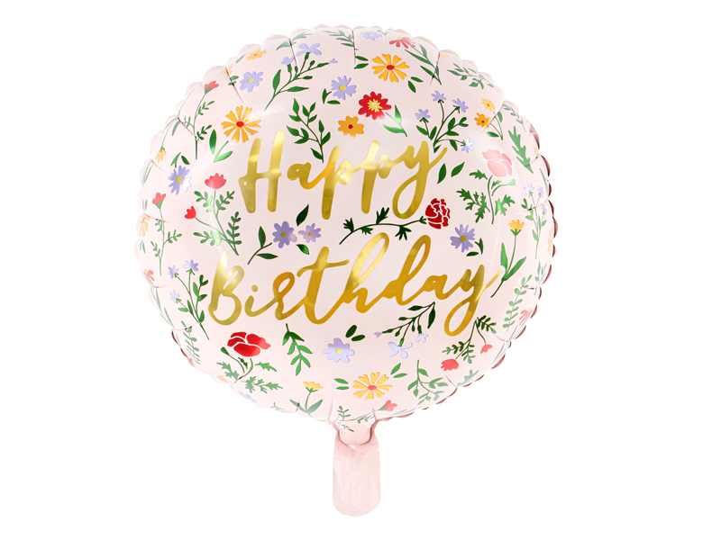 Folienballon Happy Birthday, 45cm, hellrosa - Party Deco