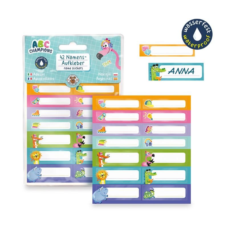 ABC-5 Namenssticker-Set wasserfest (42-teilig)