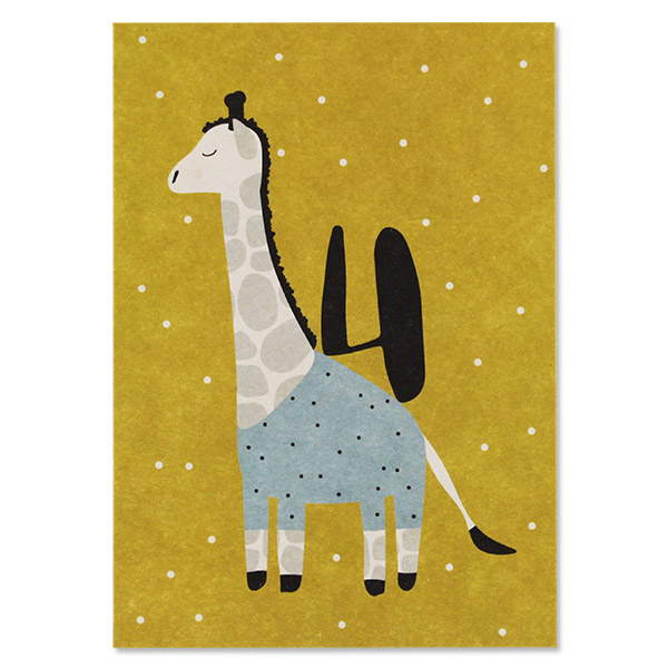 Postkarte Zahl 4 Giraffe - Ava & Yves