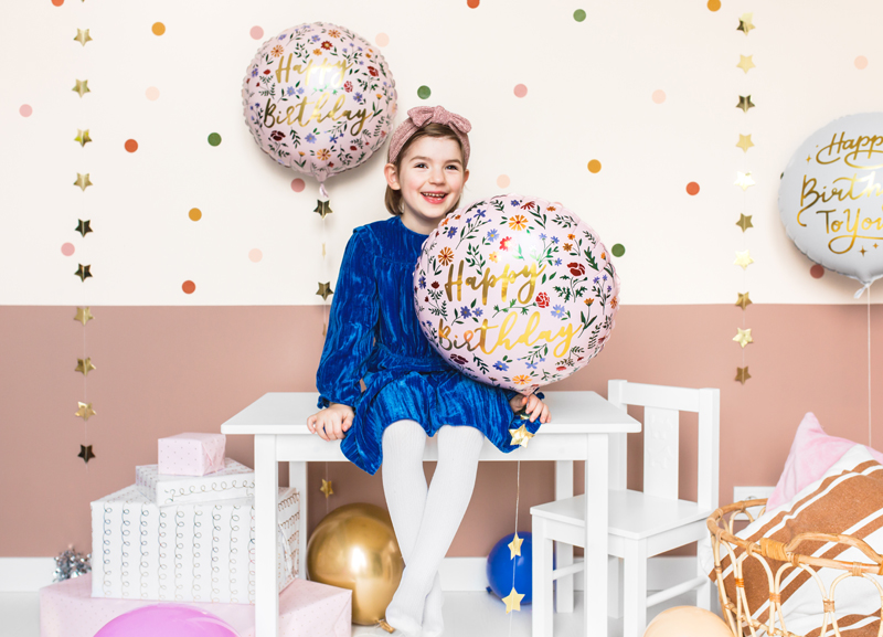 Folienballon Happy Birthday, 45cm, hellrosa - Party Deco